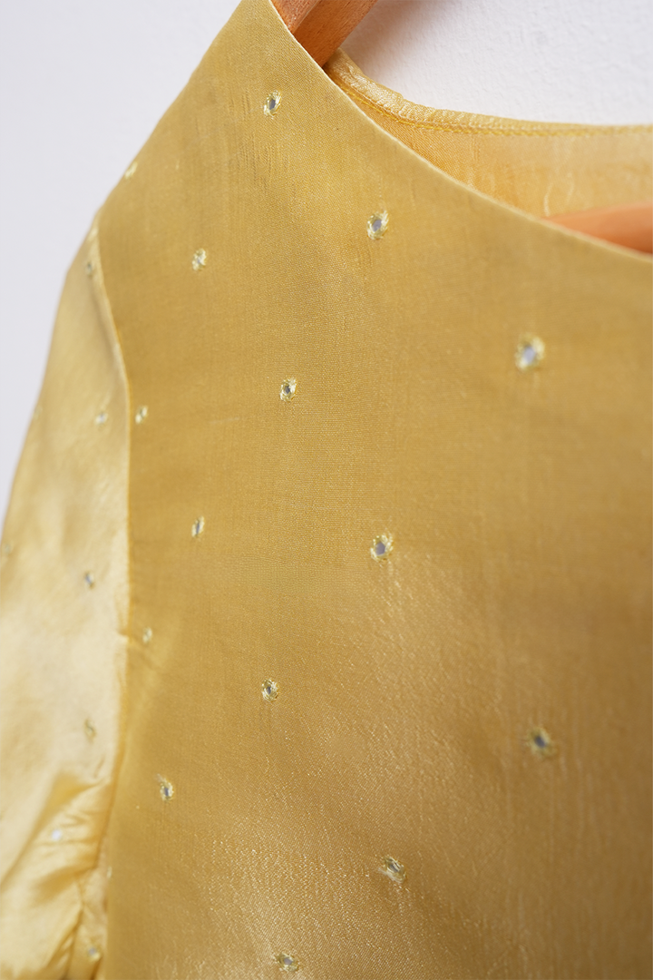 Yellow Hand Embroidered Silk Kurta