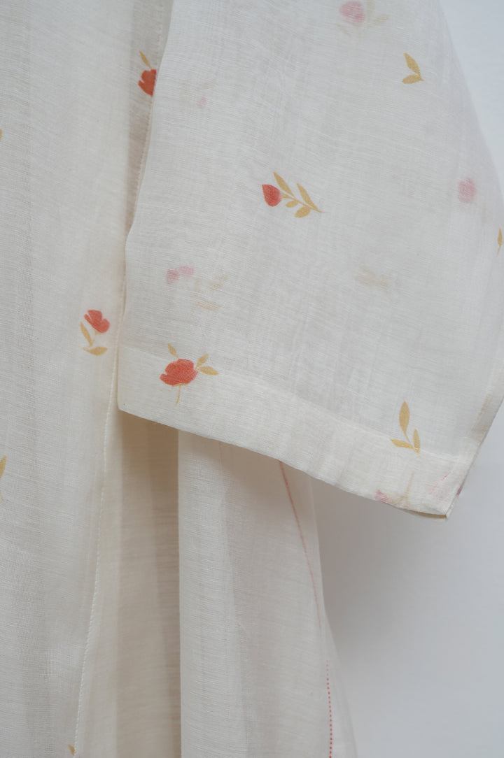Natural Bloom Printed Chanderi Choga With Slip