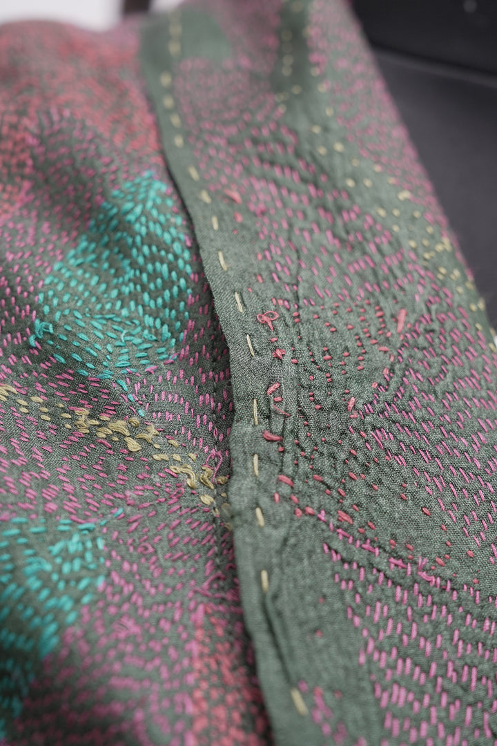 Multicolor Silk Kantha Overlay