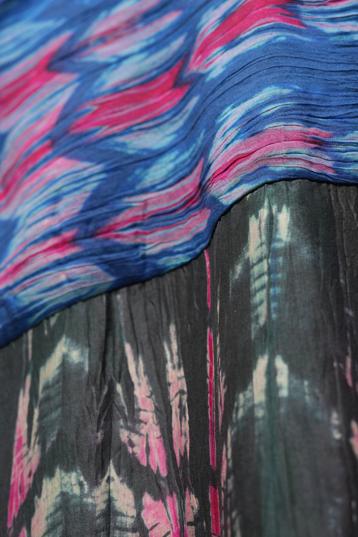 Blue Hand Dyed Shibori Pintucked Silk Tunic