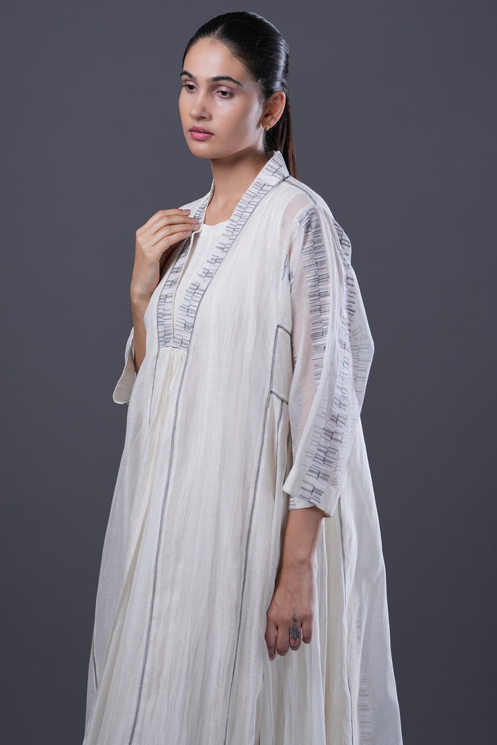 Natural Embroidered Chanderi Cape with Cotton Slip