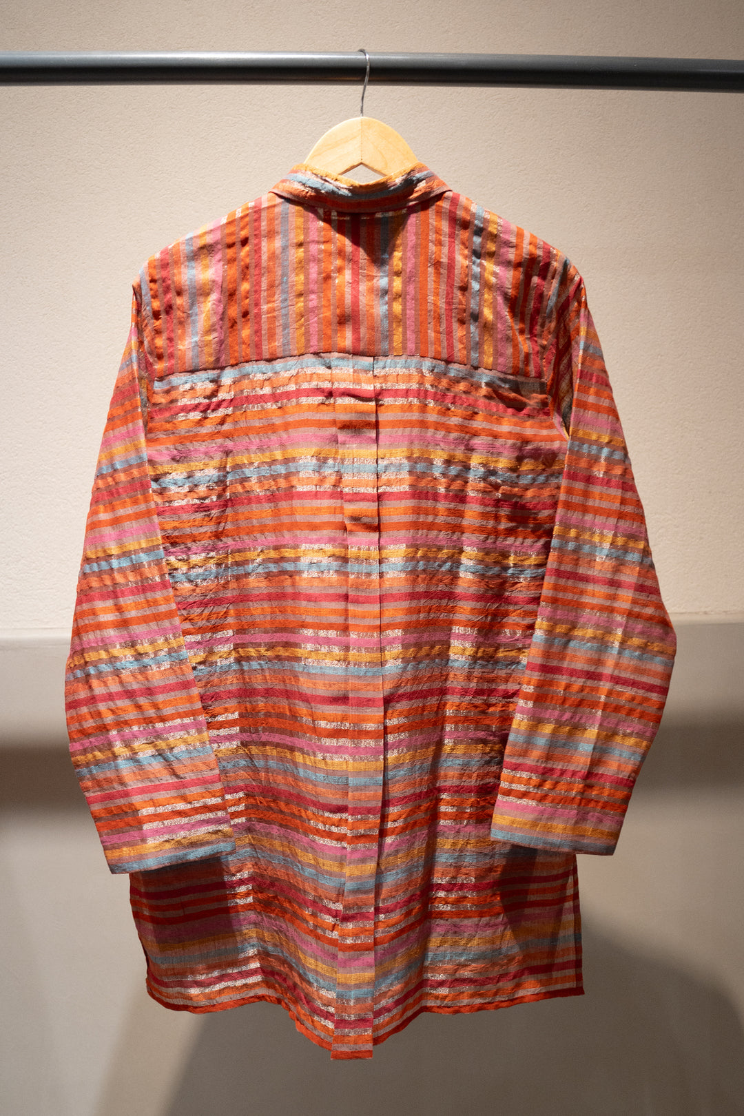 Pink Zari Stripe Cotton Silk Shirt