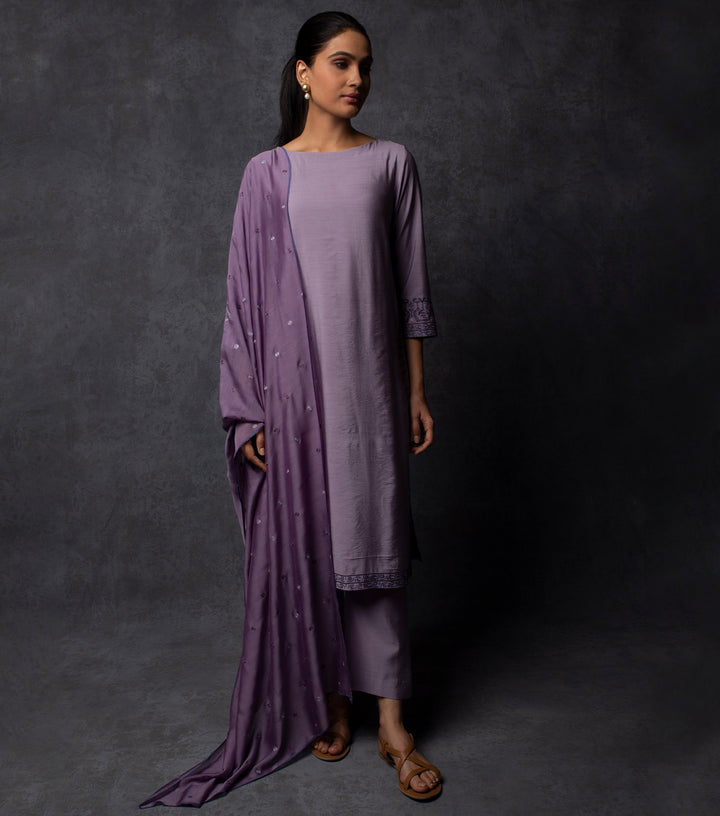 Mauve Embroidered Suit set