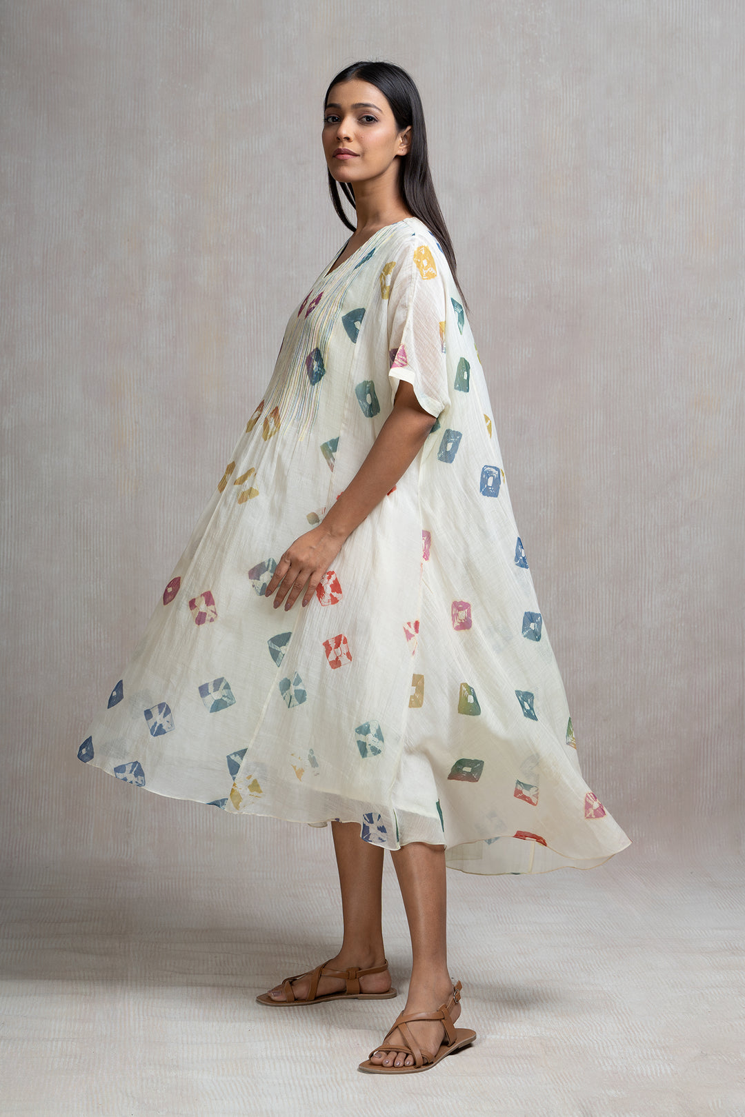 Soft Chanderi Printed Bandhani Summer Kaftan