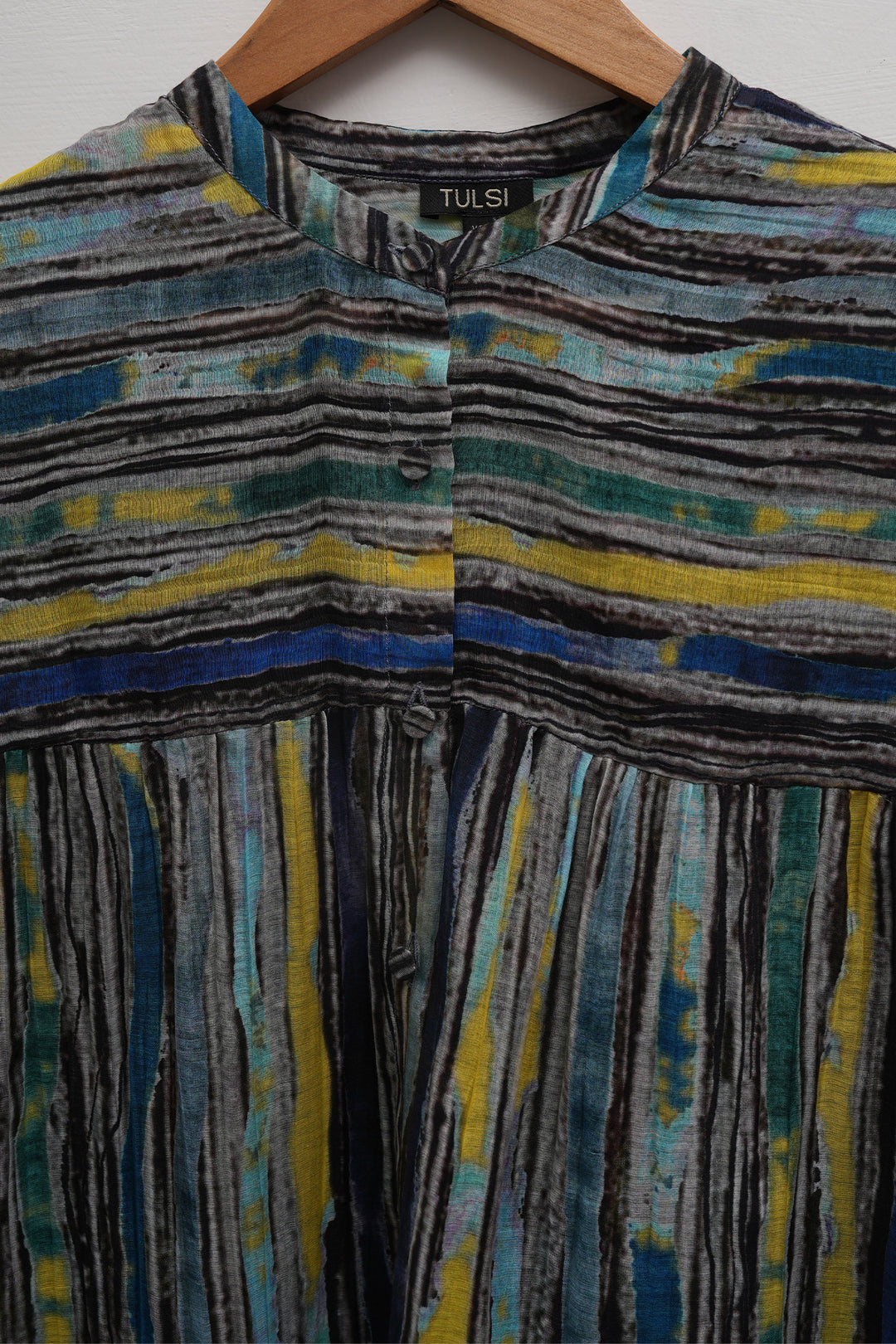 River Stripe Printed Chanderi Shirt