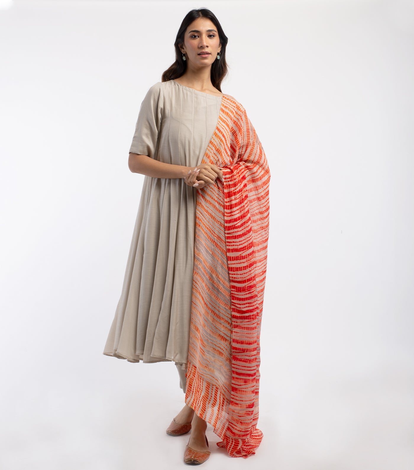 Multi color Shibori dye Organza Dupatta