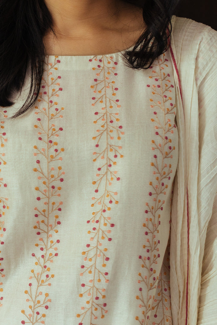 Ivory Embroidered Chanderi Suit set