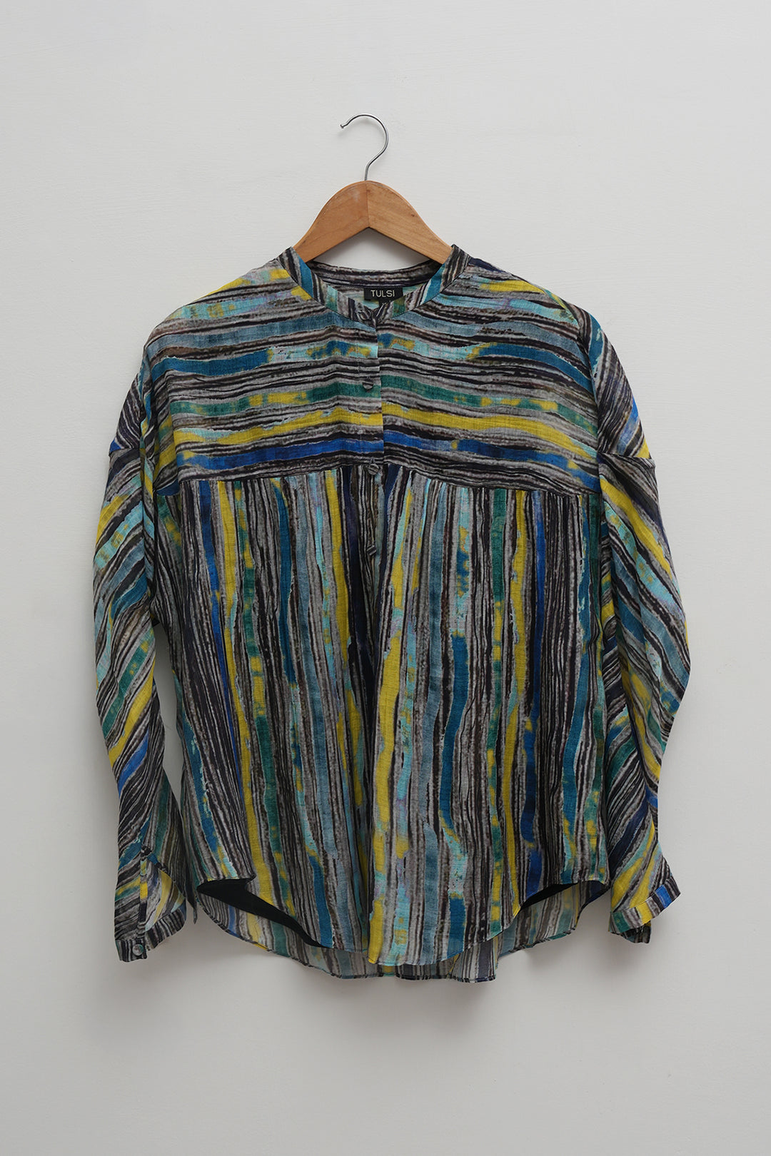 River Stripe Printed Chanderi Shirt
