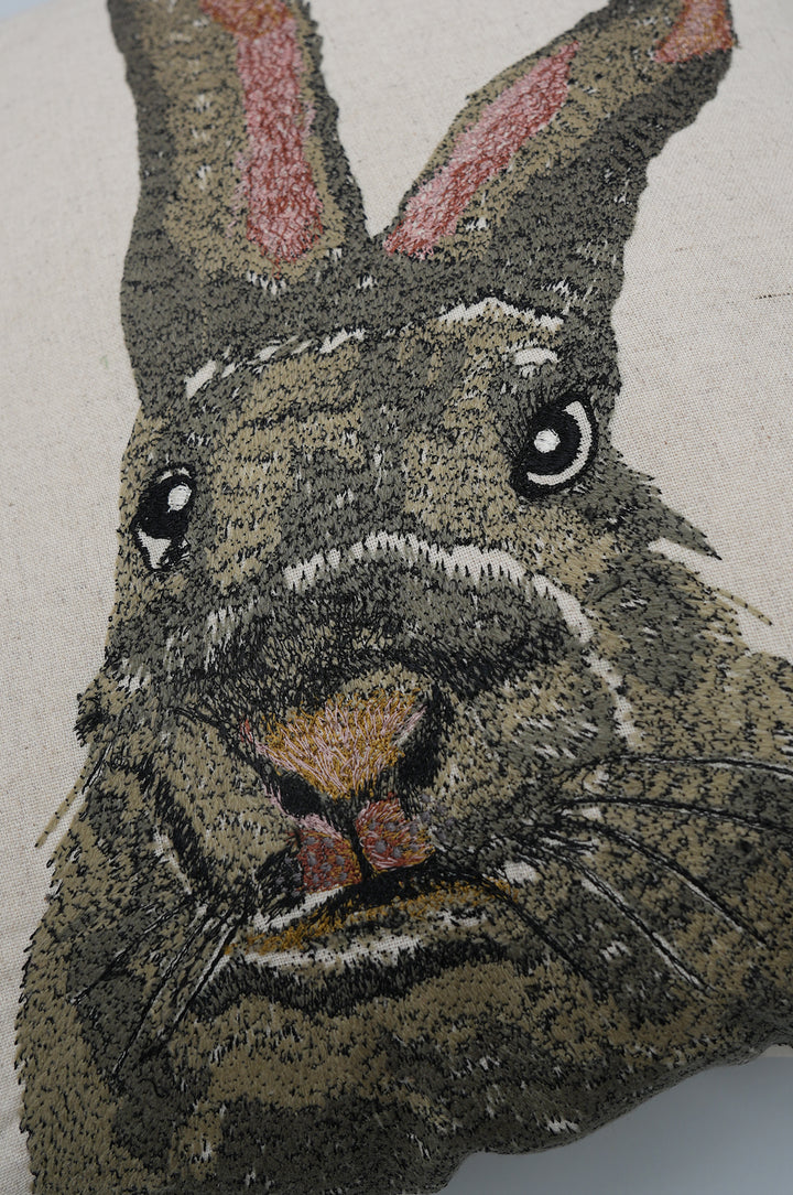 Bunny Embroidered Cushion Cover