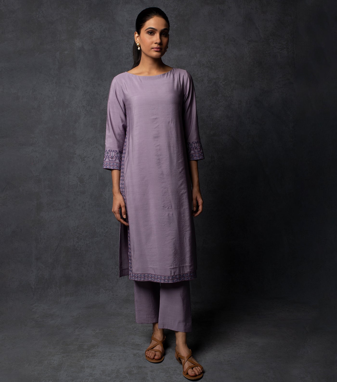 Mauve Embroidered Suit set