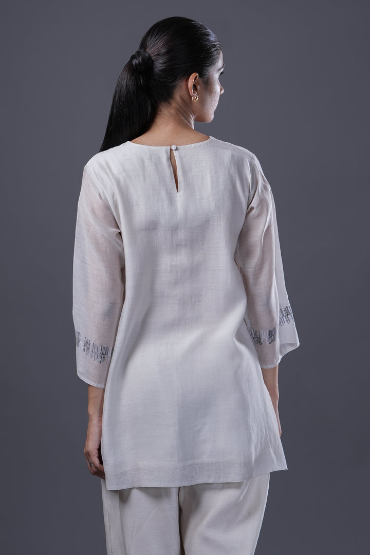 Ivory Embroidered Chanderi Tunic