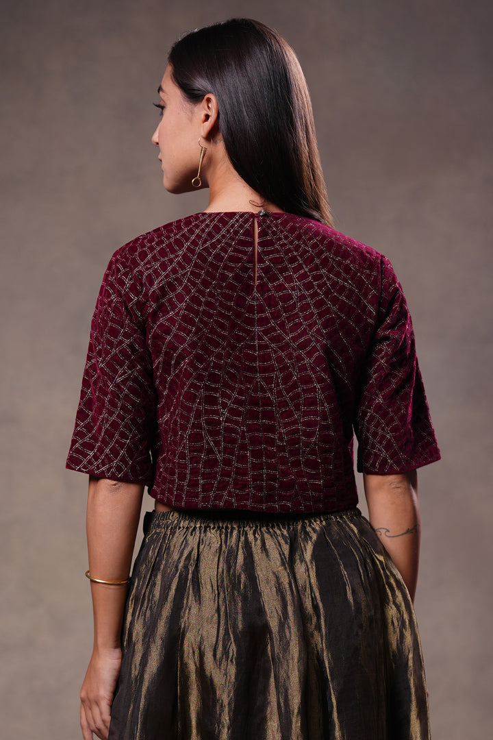 Maroon Zari Embroidered Blouse