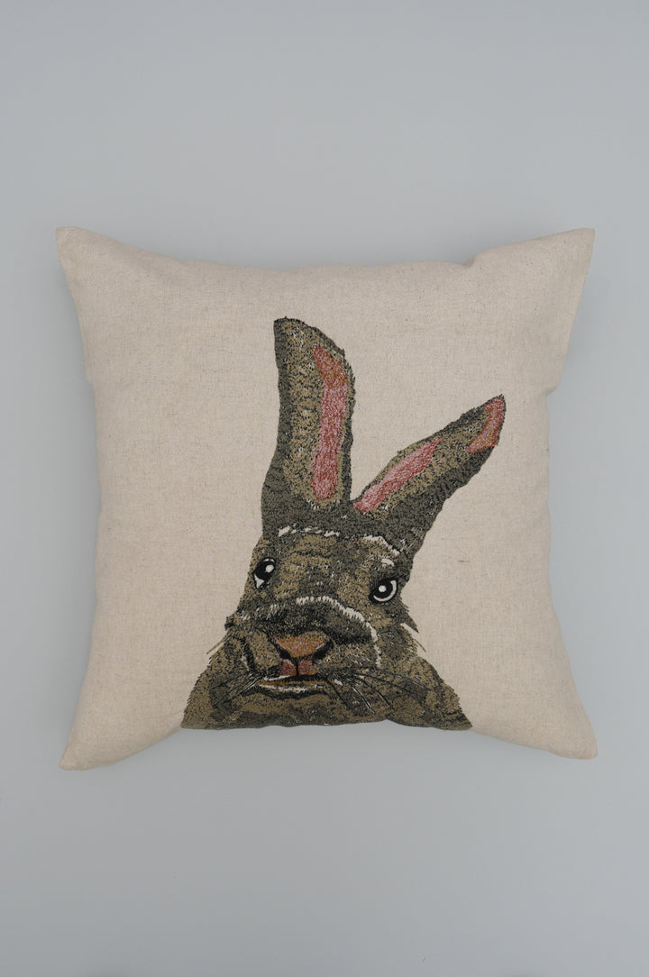 Bunny Embroidered Cushion Cover
