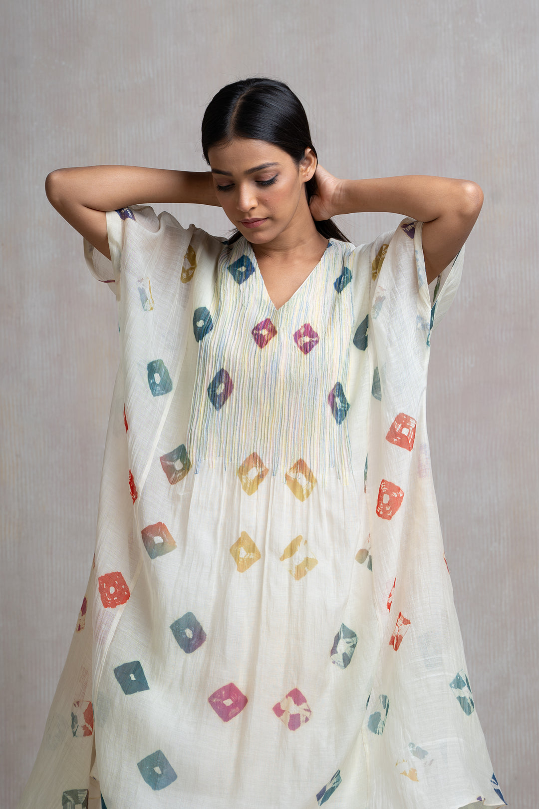 Soft Chanderi Printed Bandhani Summer Kaftan