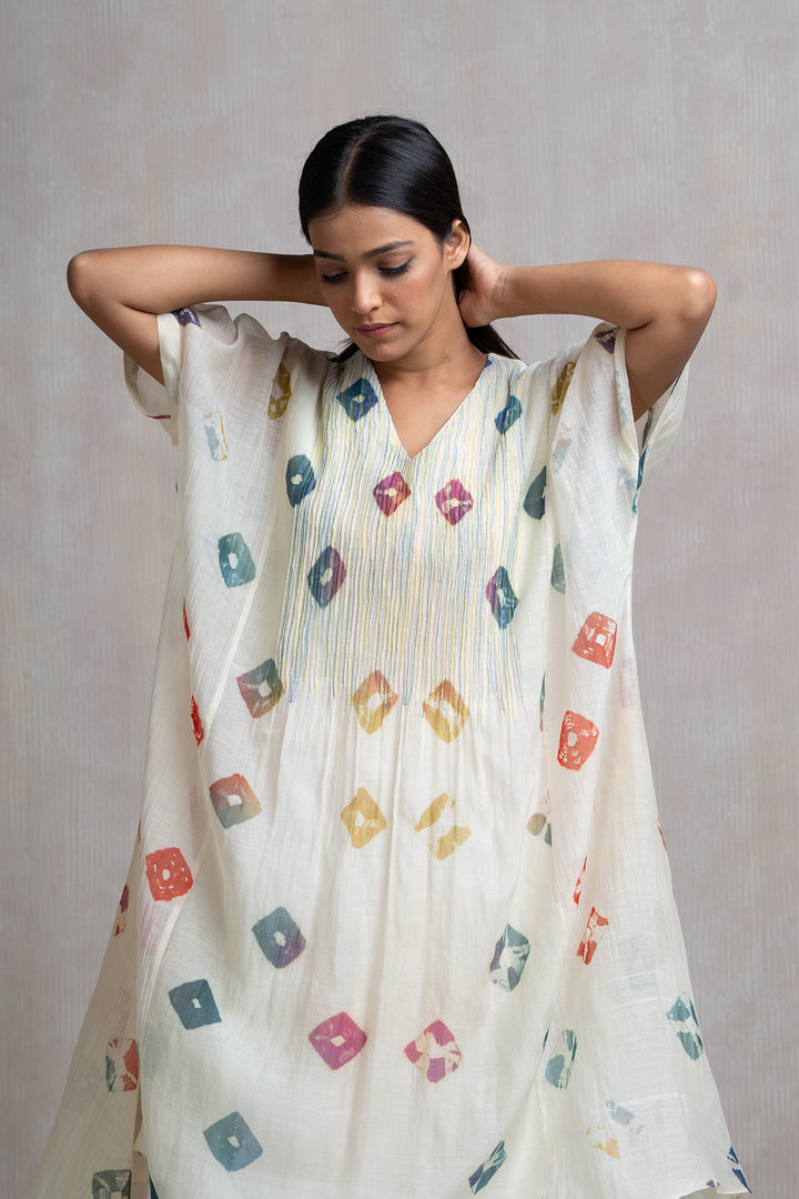 Soft Chanderi Printed Bandhani Summer Kaftan