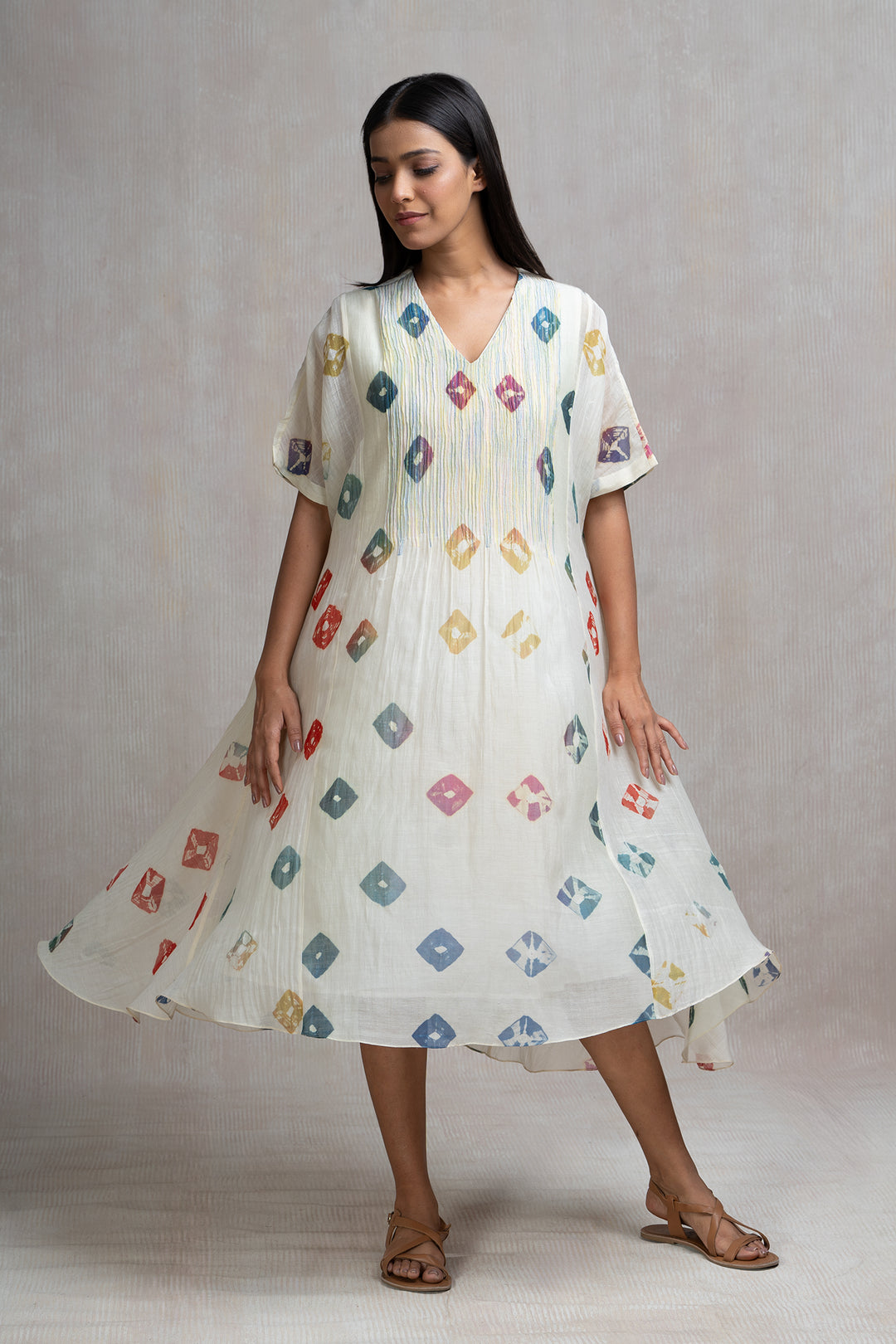 Soft Chanderi Printed Bandhani Summer Kaftan