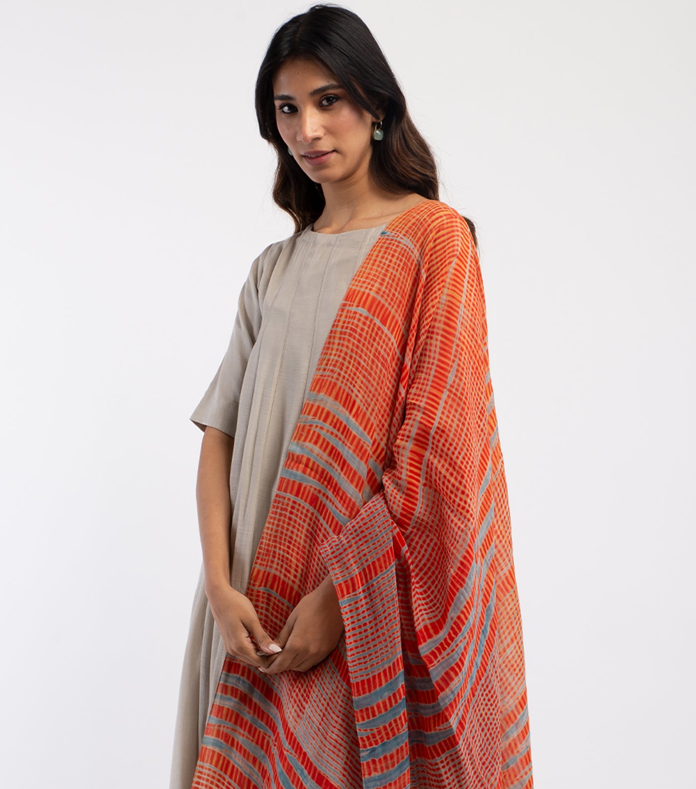 Multi color Shibori dye Organza Dupatta