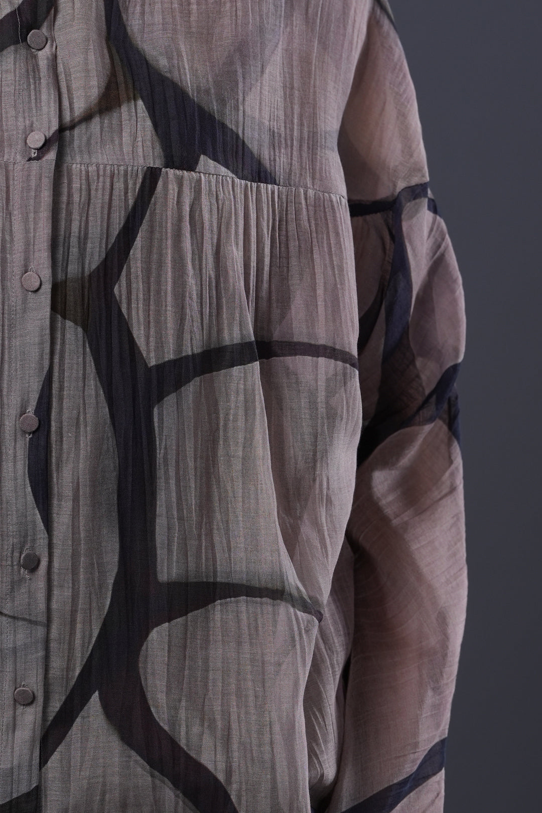 Veg and Black Abstract Print Chanderi Shirt