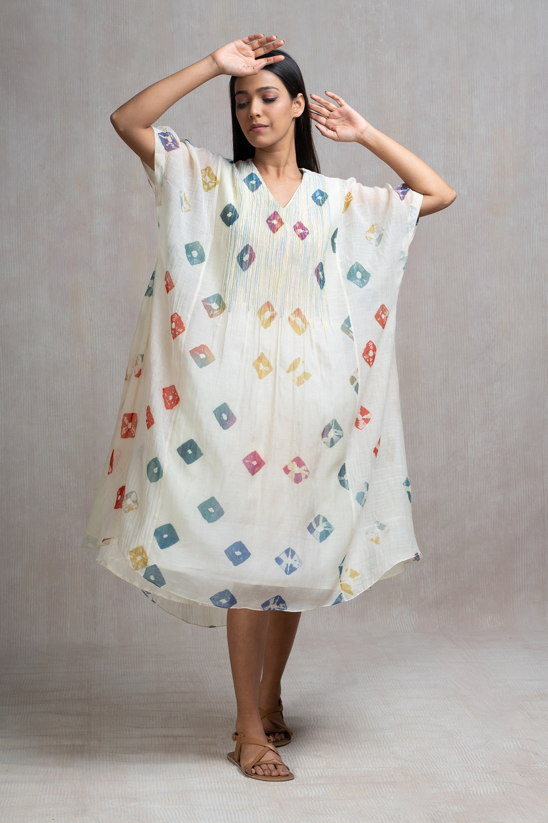 Soft Chanderi Printed Bandhani Summer Kaftan