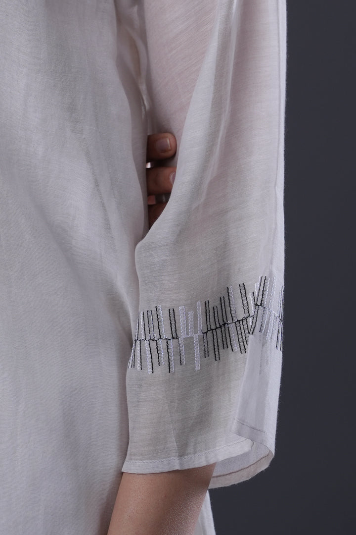Ivory Embroidered Chanderi Tunic