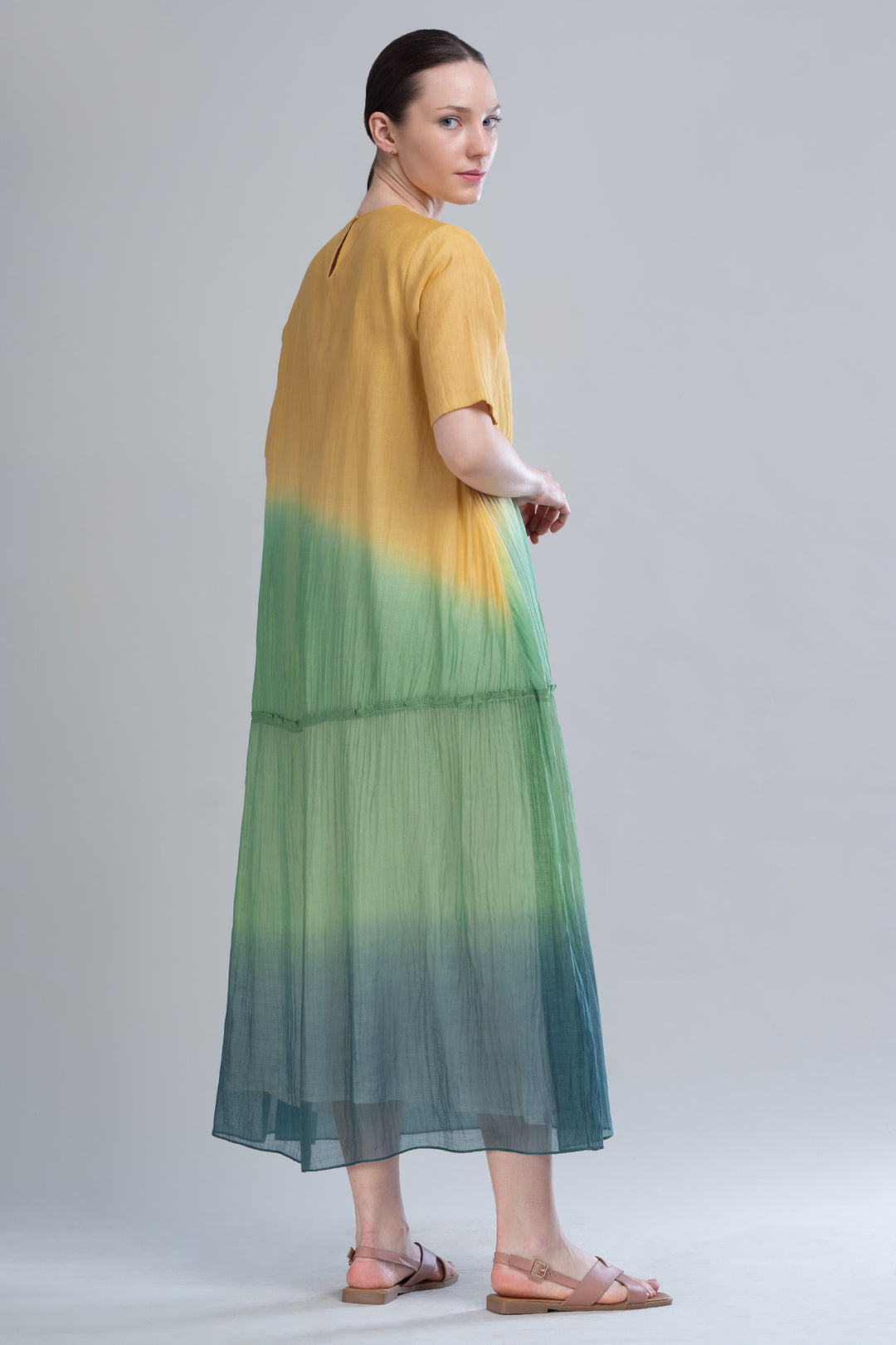 Yellow & Green Ombre Tiered Dress