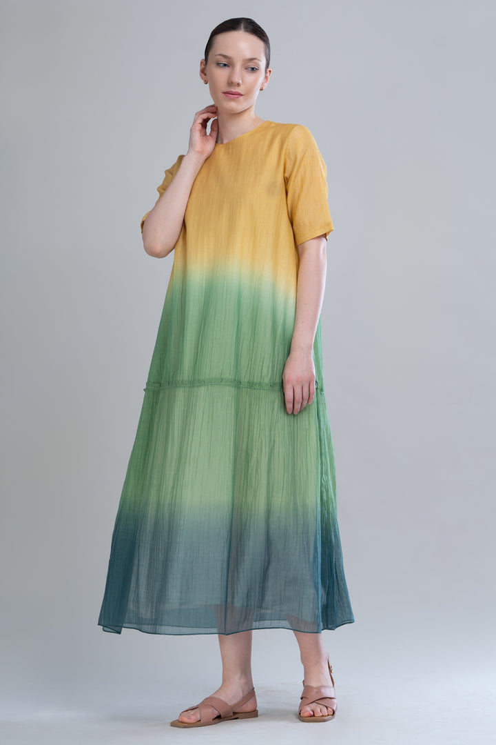 Yellow & Green Ombre Tiered Dress