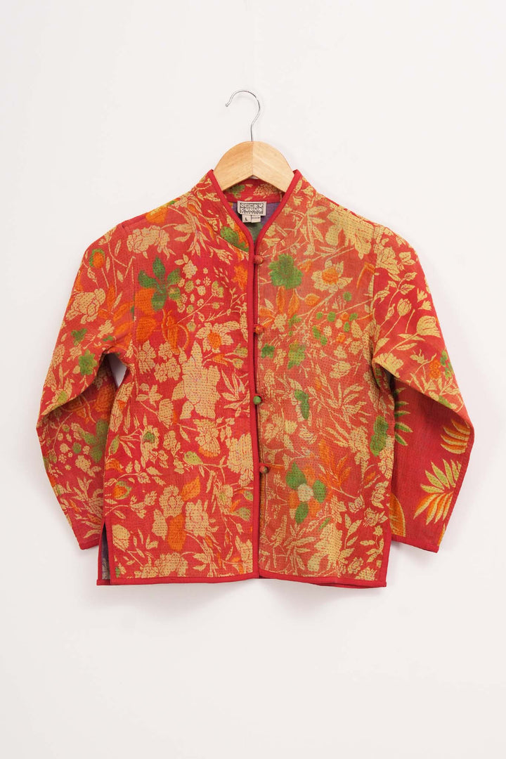 Multi Color Vintage Cotton Kantha Jacket For Kids