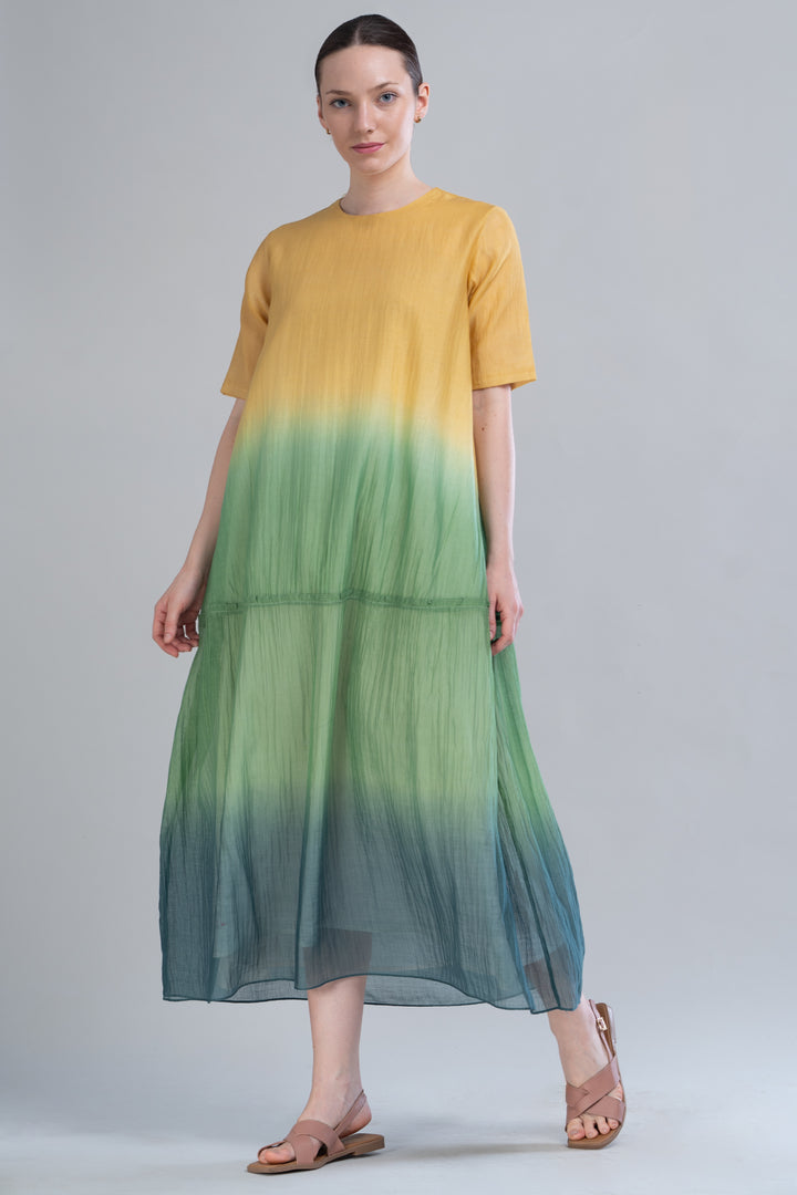 Yellow & Green Ombre Tiered Dress