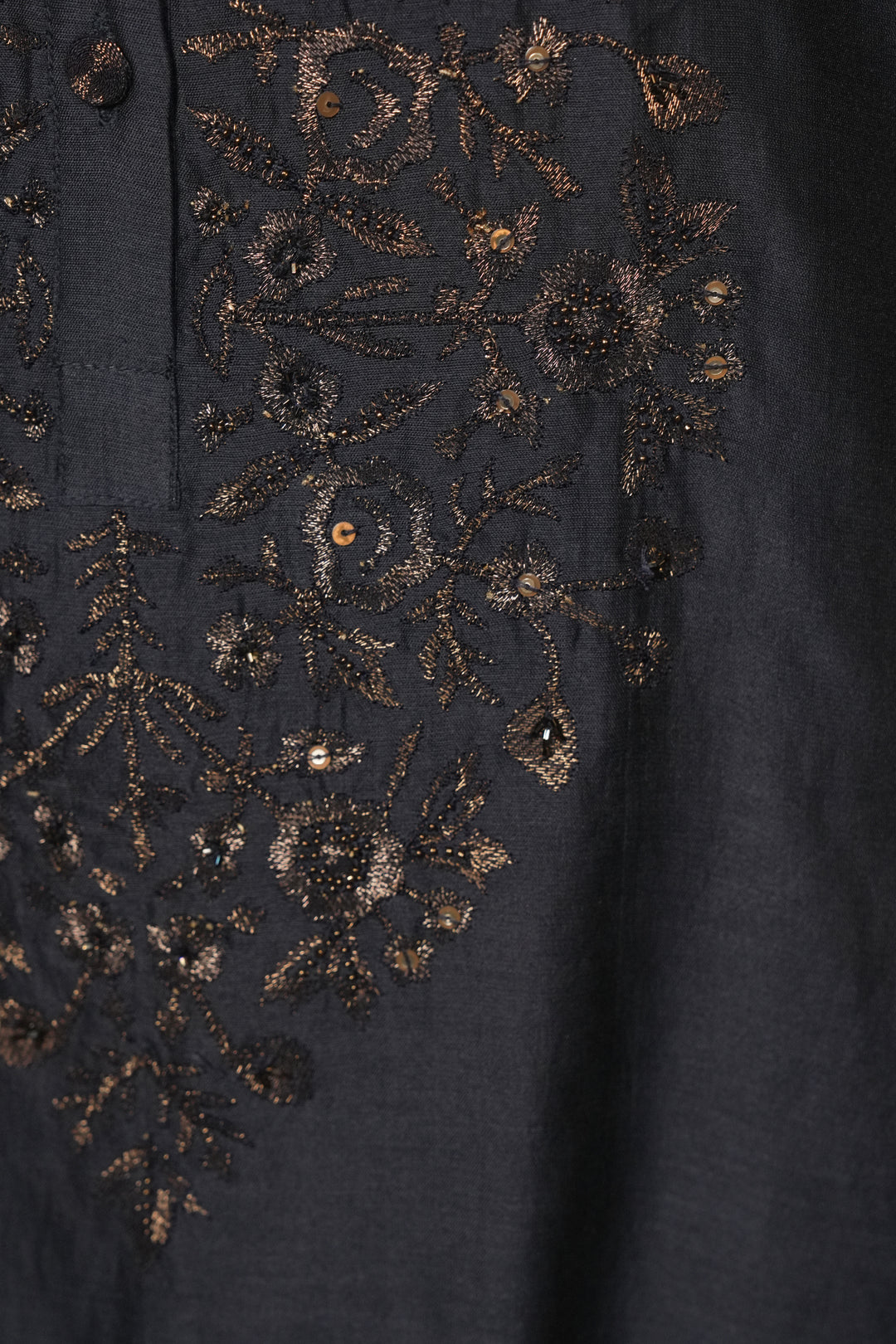 Navy Hand Embroidered Chanderi Kurta with Pants and Dupatta