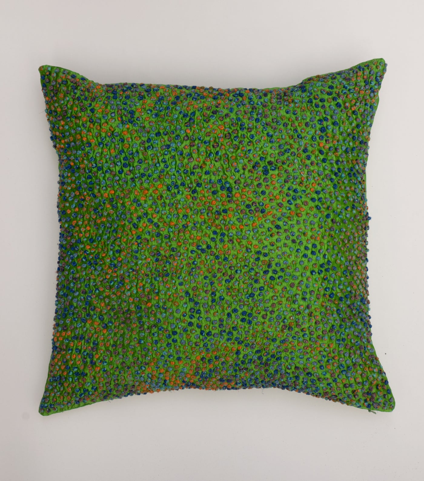 Green French Knot Silk Cushion Cover