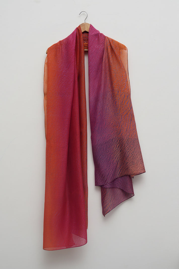 Coral Berry Shibori Chanderi Dupatta
