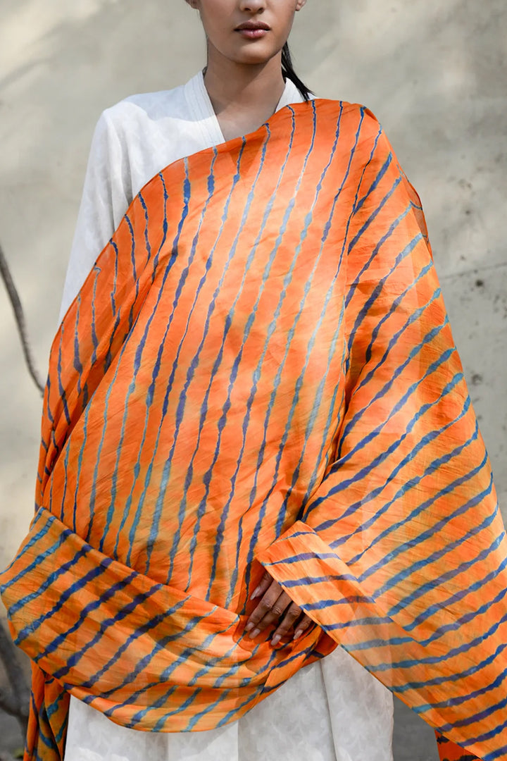 Orange Shibori Dupatta