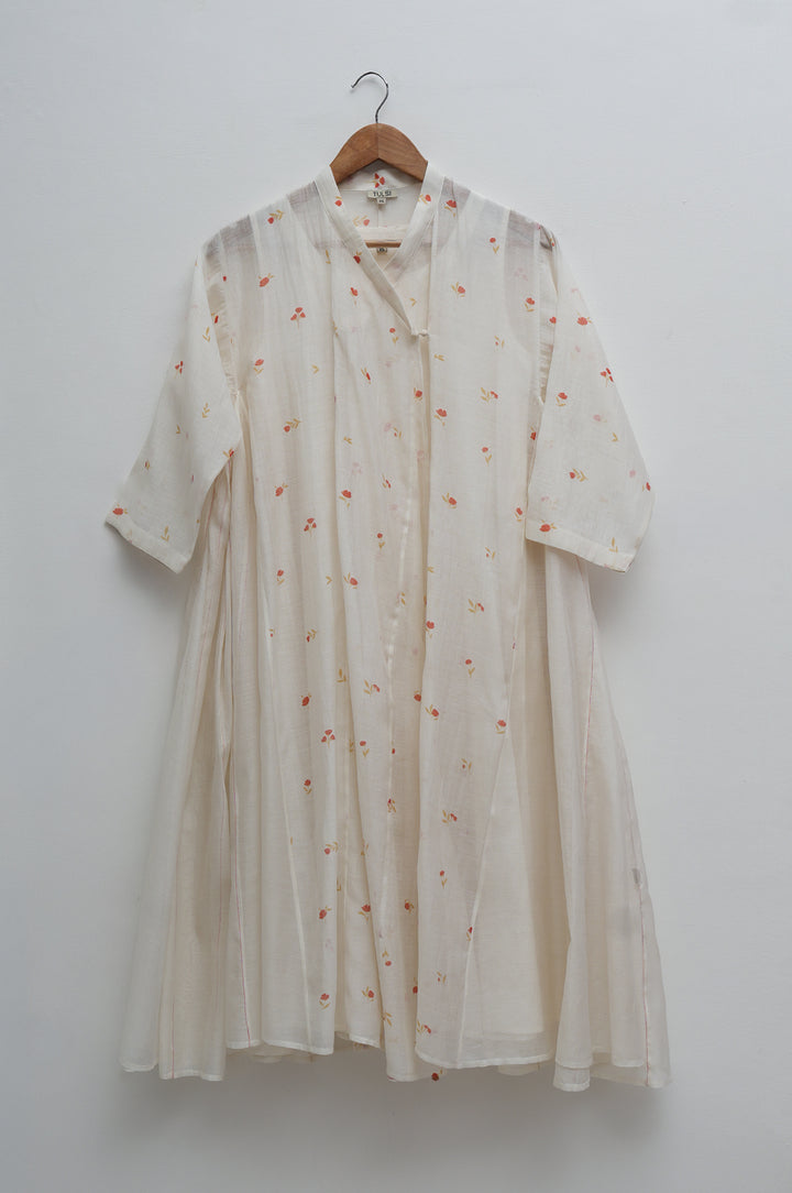Natural Bloom Printed Chanderi Choga With Slip