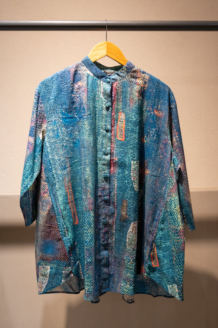 Multi Colour Abstract Cotton Printed Oversized Shirt