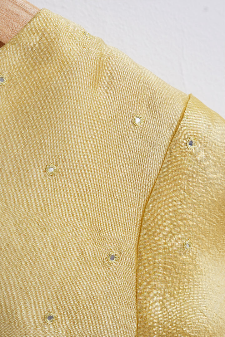 Yellow Hand Embroidered Silk Kurta