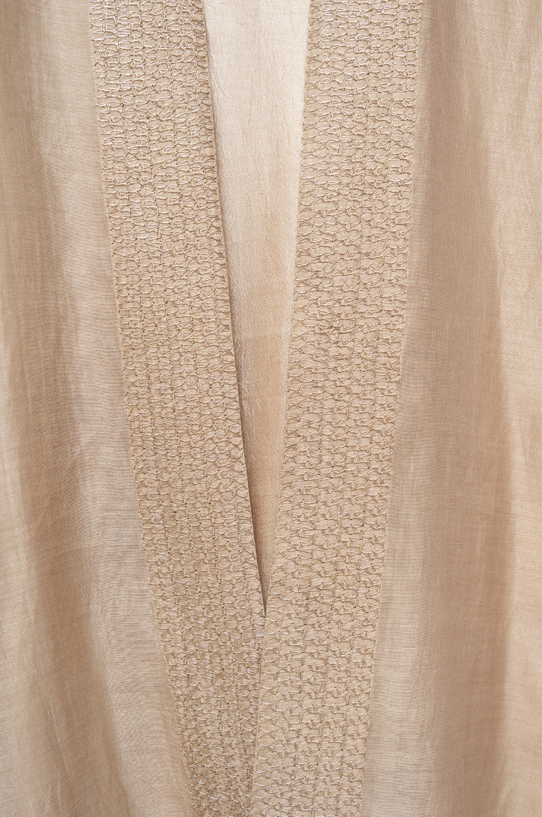 Beige Hand Embroidered Chanderi Cape with Silk Dress and Palazzo