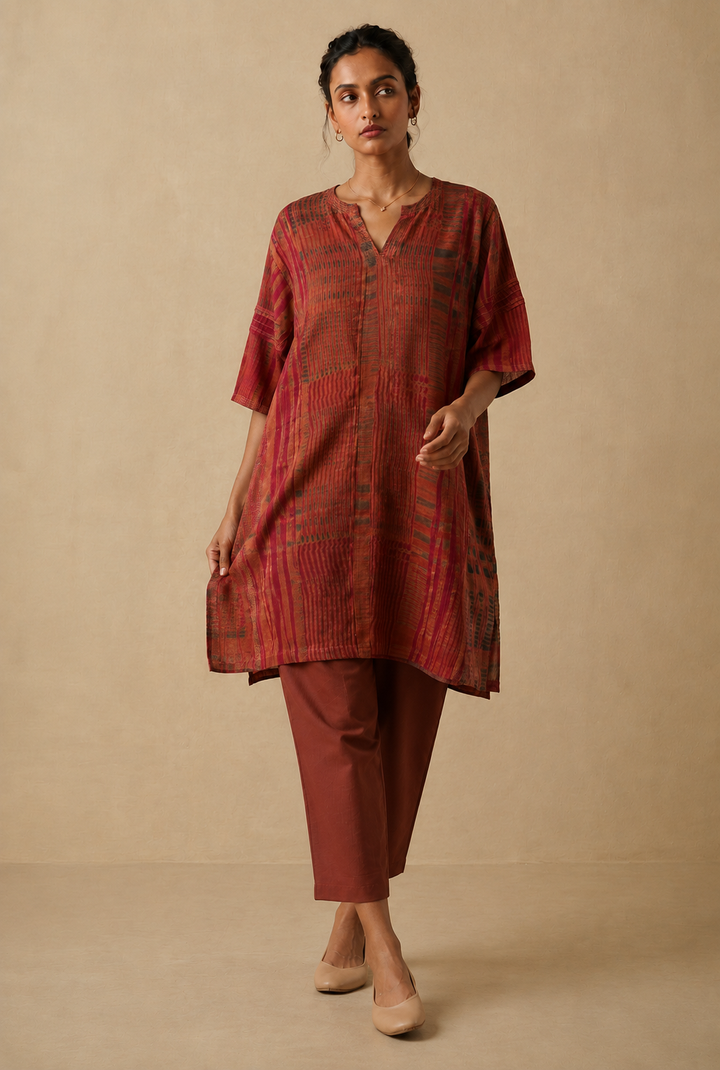 Rust Red Shibori Co-ord Set