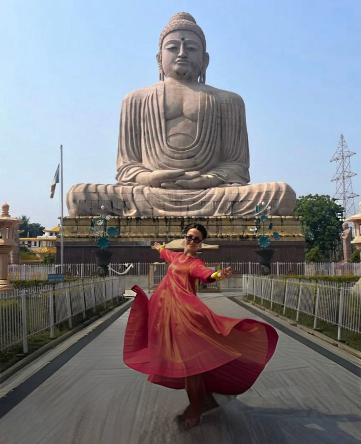 Elli Avrram in Pink Tissue Kurta with Palazzo Pants Set