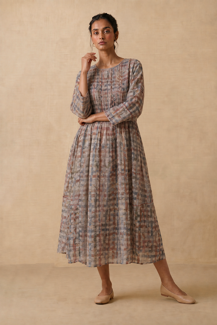 Mosaic Print Chanderi Dress