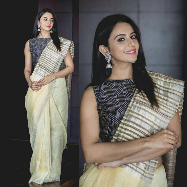 Rakul Preet in Black embroidered chanderi blouse