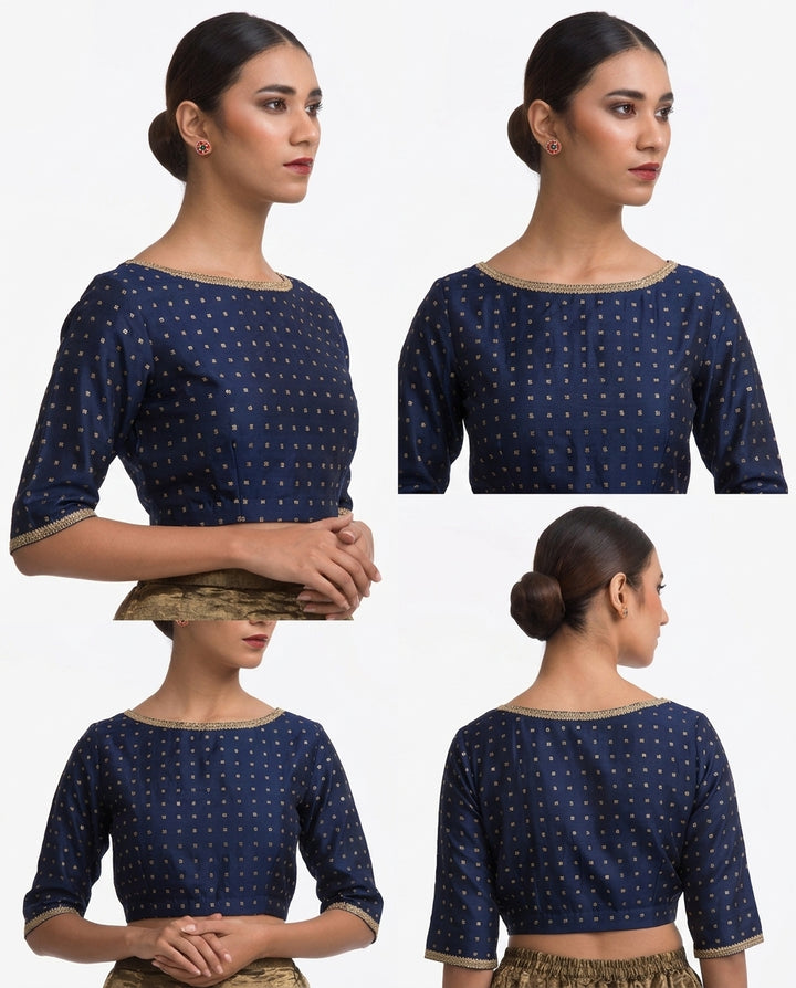 Samantha Ruth Prabhu in Navy Blue Embroidered Chanderi Blouse