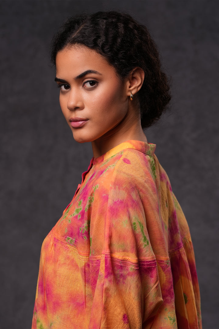 Hand-Dyed Shibori Multicolor Cotton Shirt