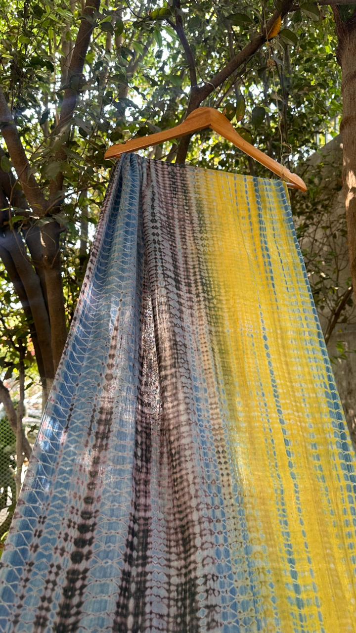 Cotton Linen Shibori Scarf