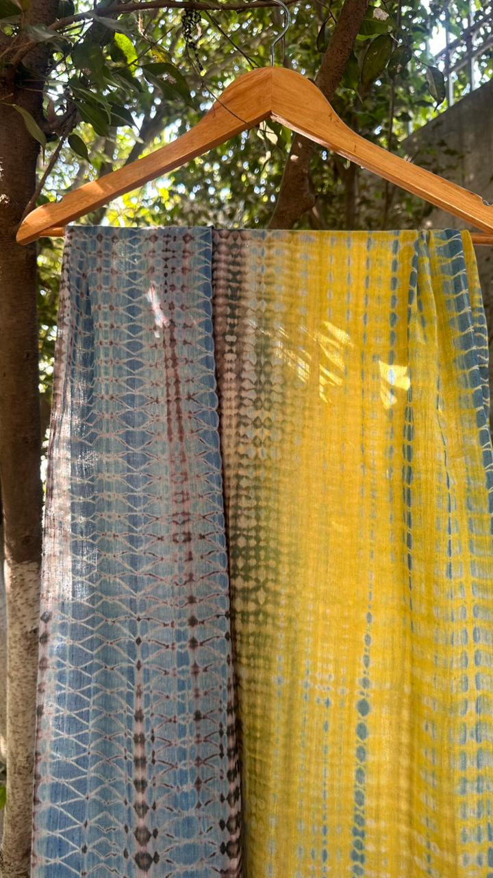Cotton Linen Shibori Scarf