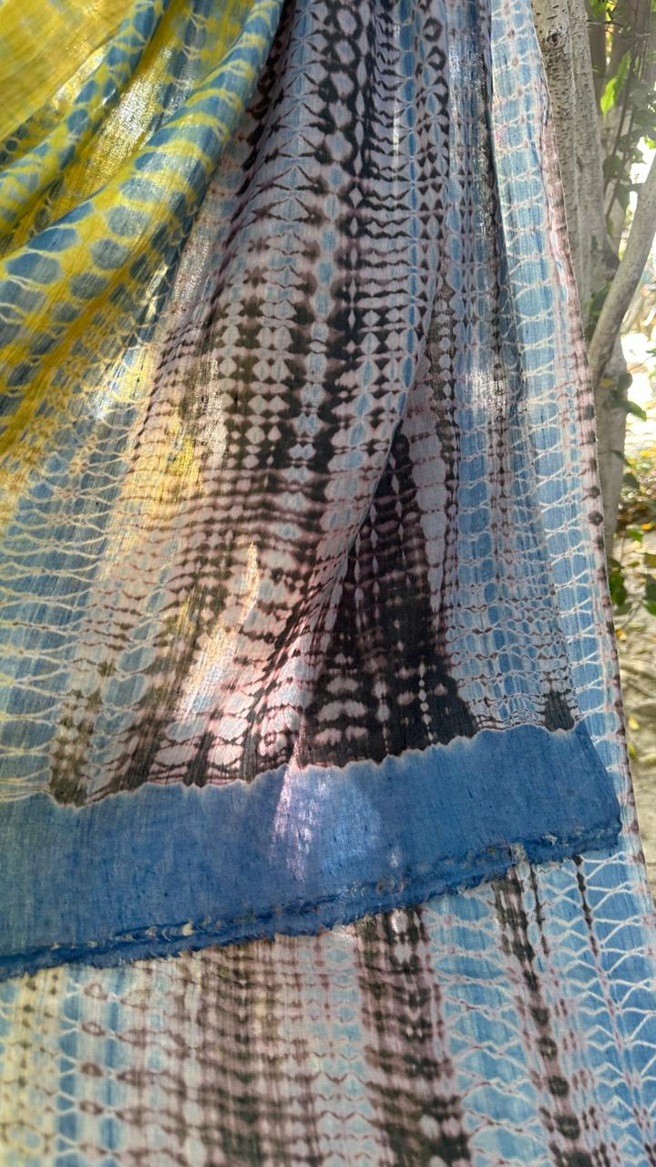 Cotton Linen Shibori Scarf