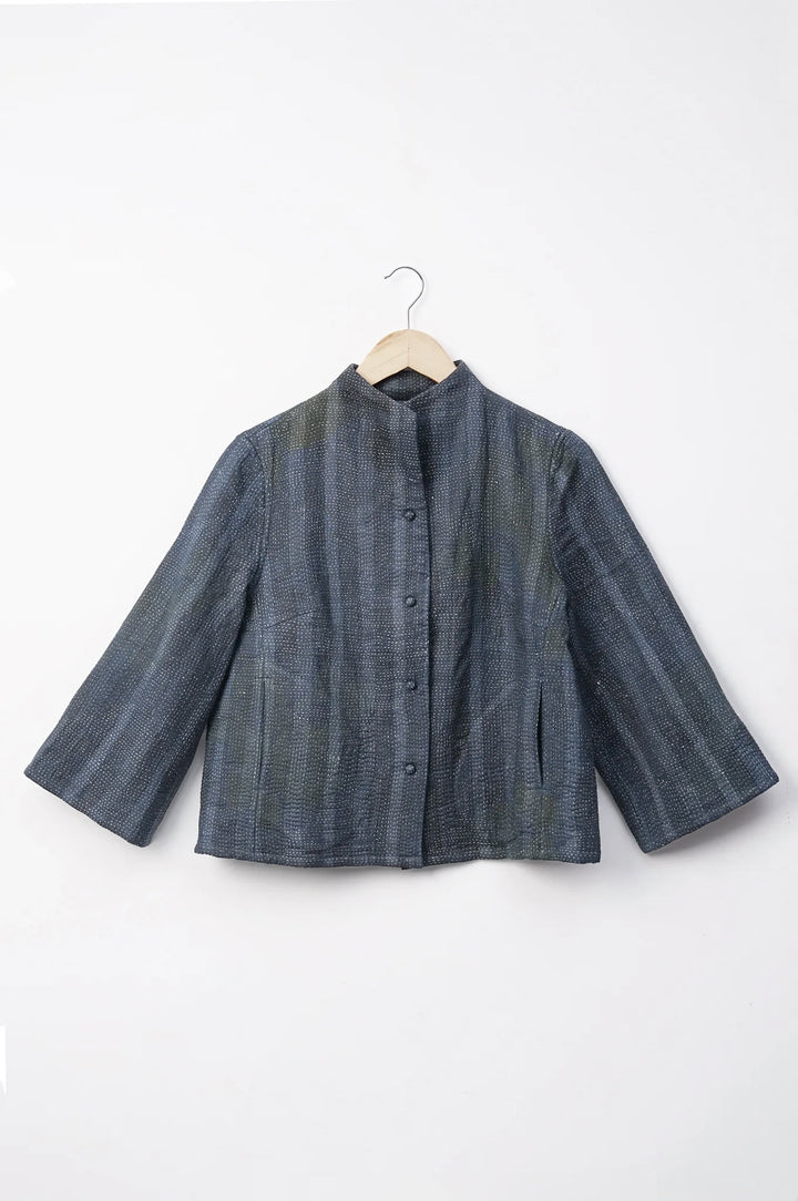 Navy Vintage Cotton Kantha Jacket