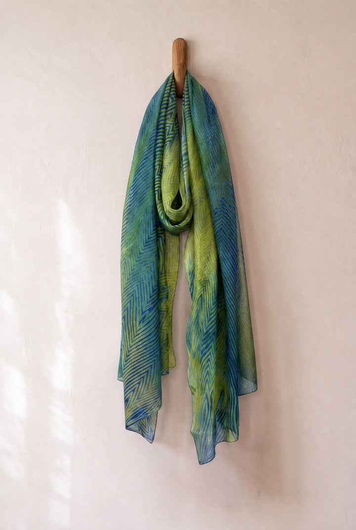 Sage & Teal Shibori Chanderi Dupatta
