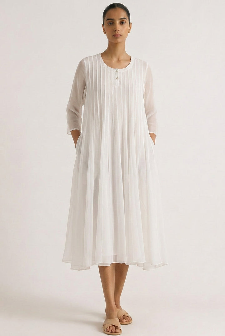 Off White Viscose Georgette Kurta