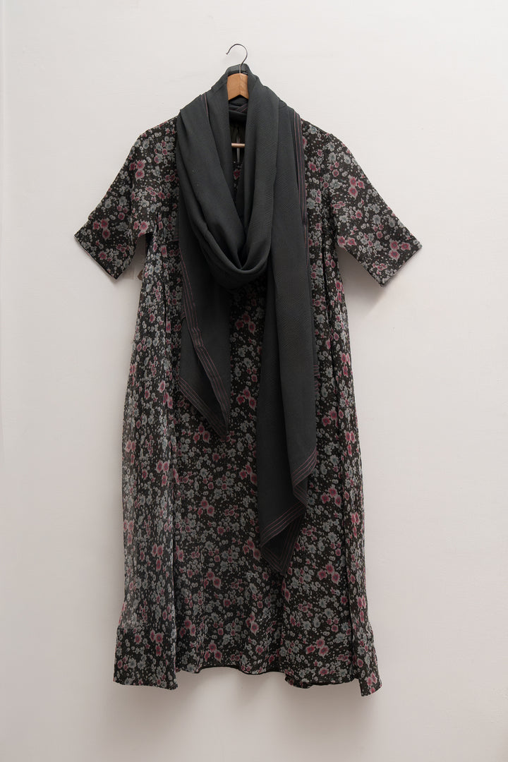 Charcoal Chiffon Printed Dupatta