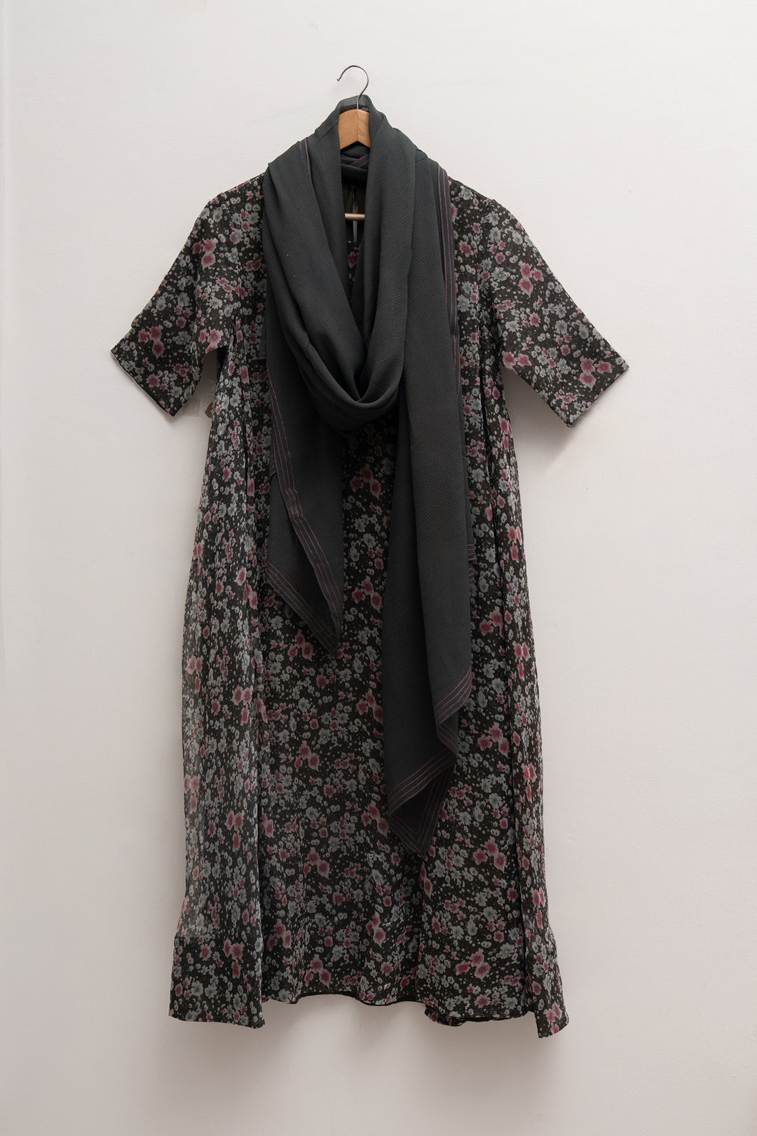 Charcoal Blossom Chiffon Printed Kurta